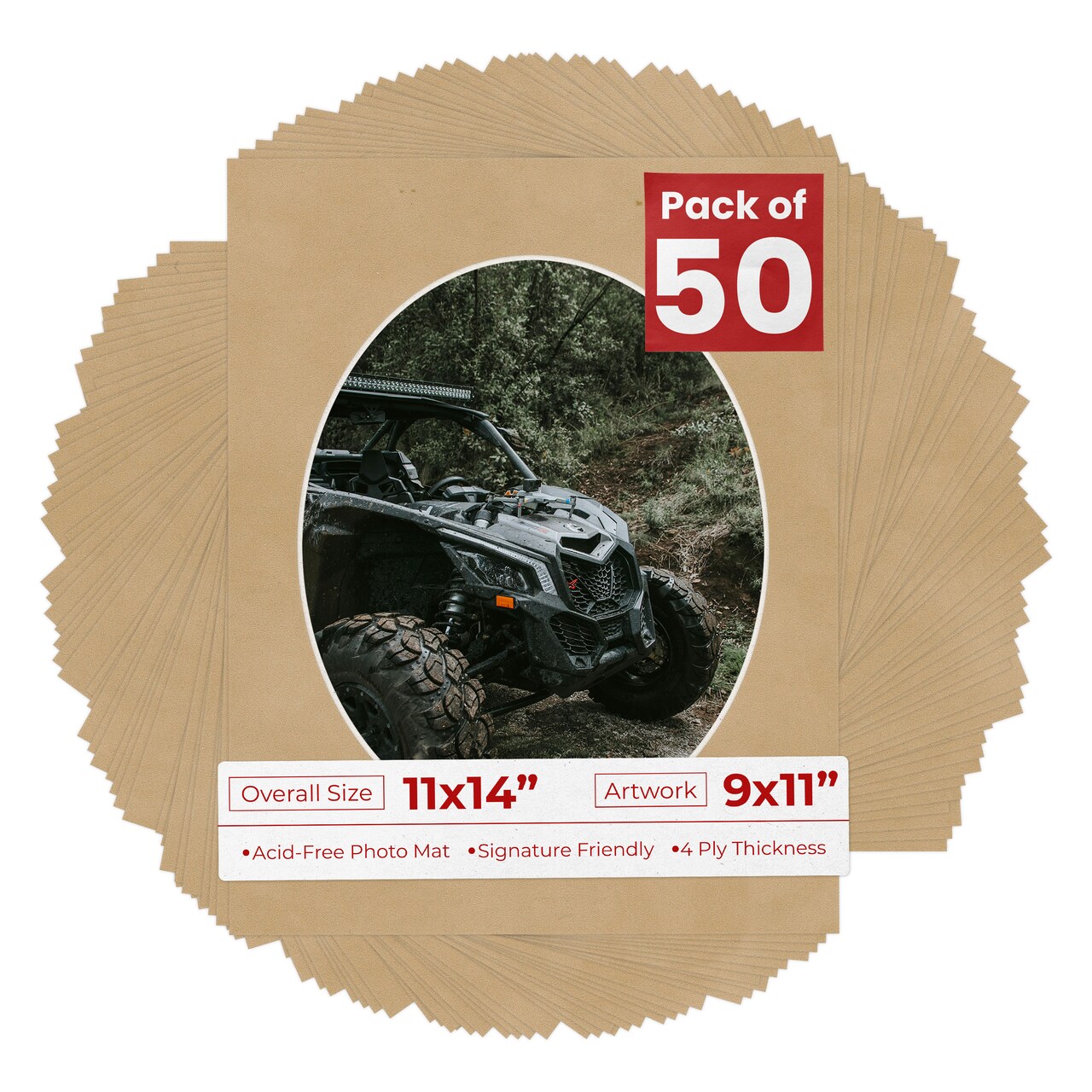 Beige Suede Mat Board for 11x14 Frames - Oval Opening for 9x11 Photos